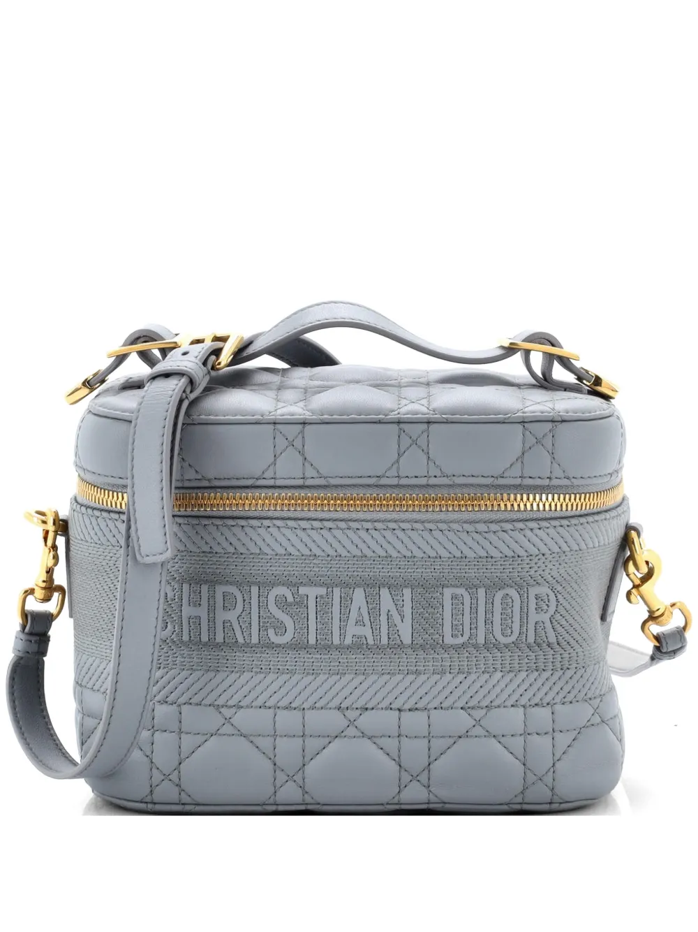 Christian Dior Pre-Owned DiorTravel Convertible Vanity Case Cannage Quilt Lambskin Small crossbody bag - Grigio