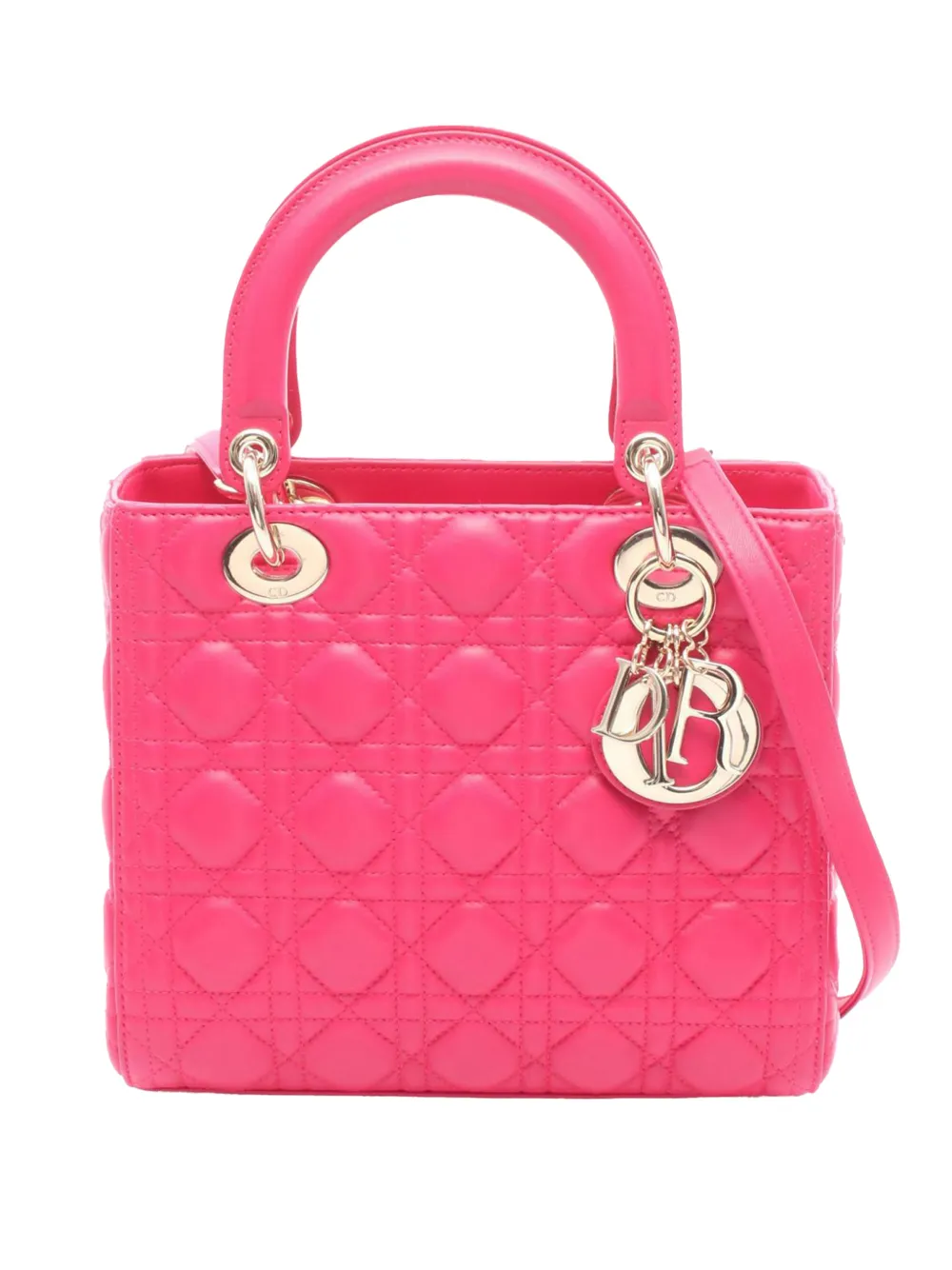 Christian Dior Pre-Owned 2010-2026 Medium Lambskin Cannage Lady Dior satchel - Pink