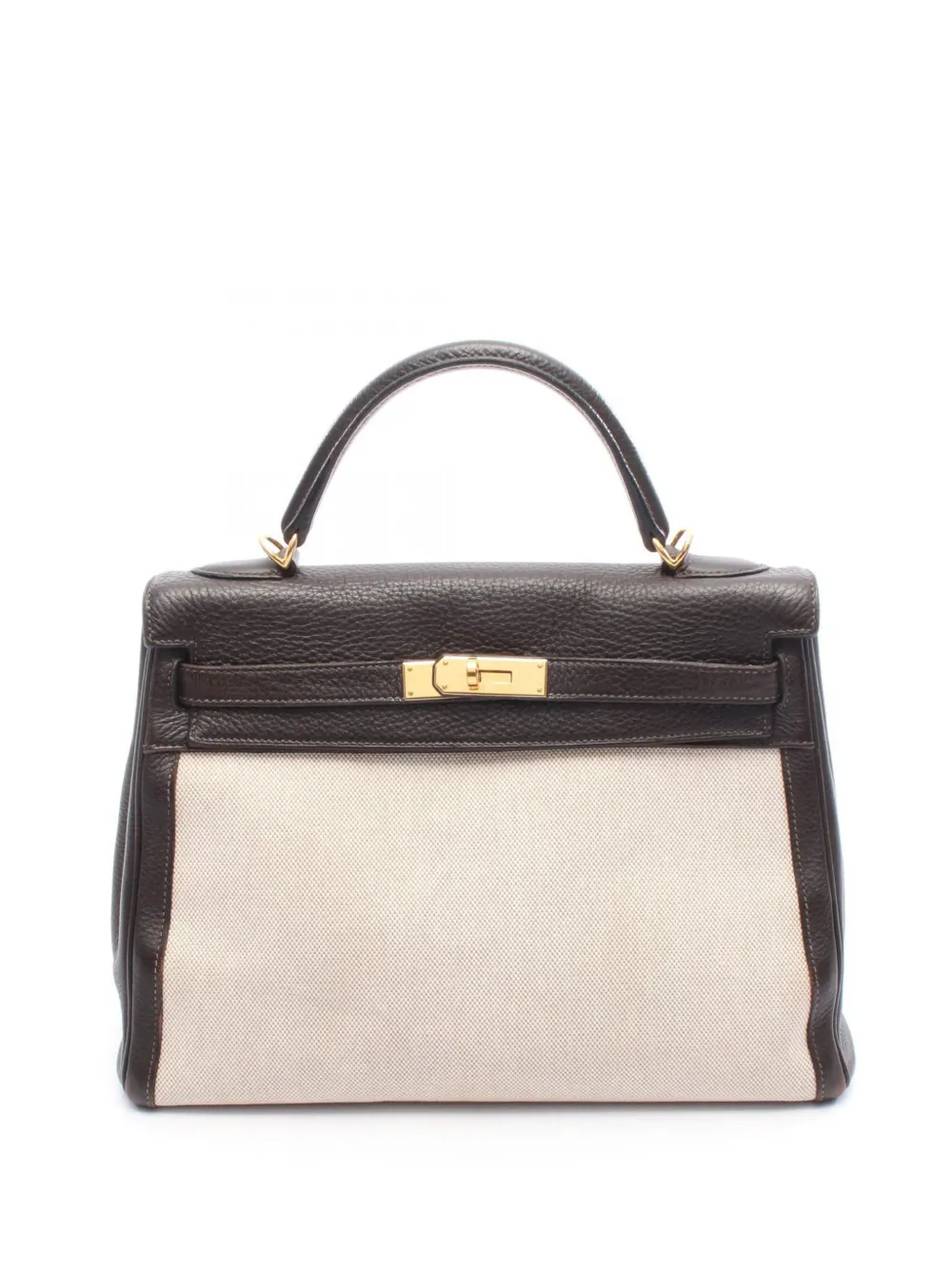 Hermès Pre-Owned 2007 Toile and Togo Kelly II Retourne 32 handbag - Marrone