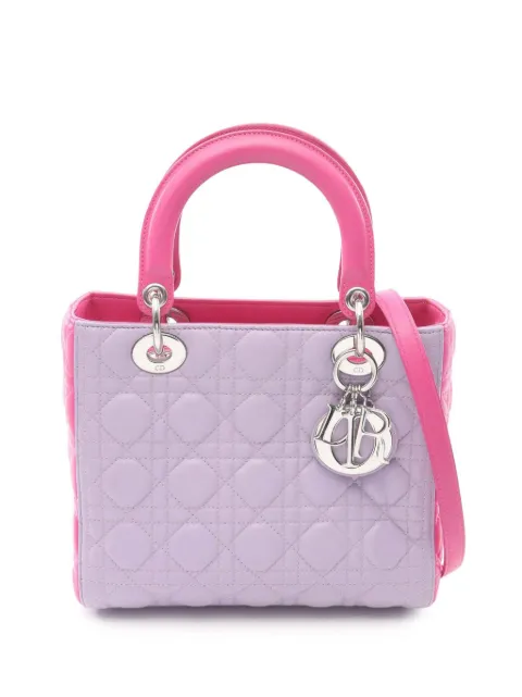 Christian Dior Pre-Owned 2010-2026 Medium Bicolor Lambskin Cannage Lady Dior satchel