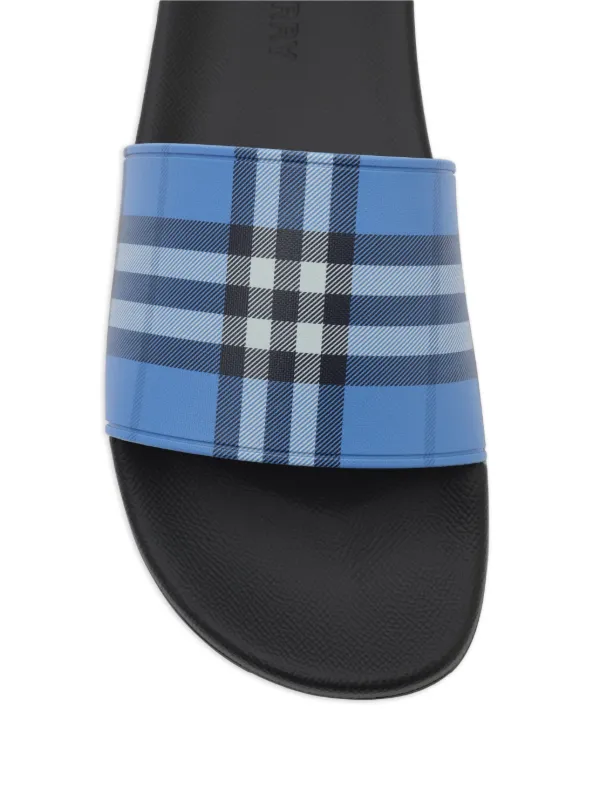 Burberry Check Slides | Blue | FARFETCH