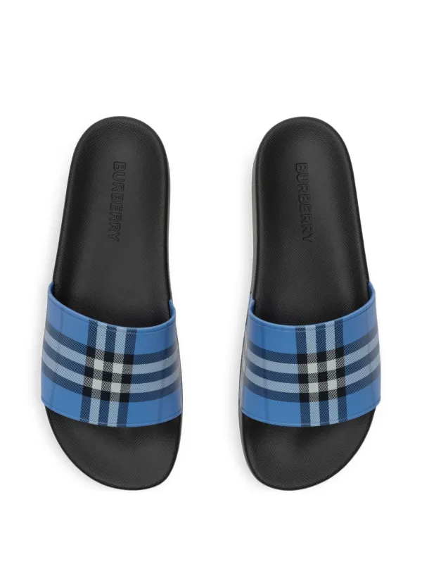 Burberry Check Slides | Blue | FARFETCH