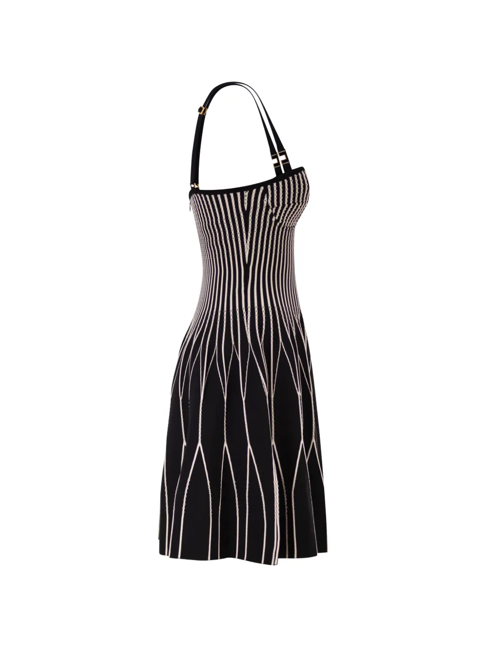 Elisabetta Franchi Tweekleurige midi-jurk Zwart