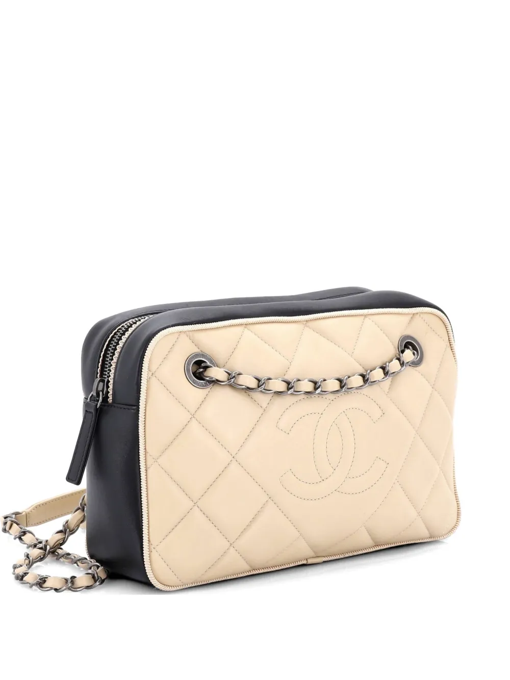 CHANEL Pre-Owned Borsa a spalla CC media in pelle di agnello trapuntata - Nero