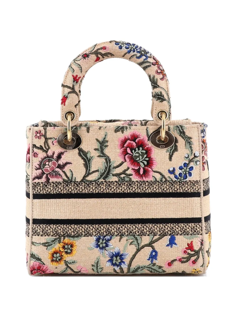 Christian Dior Pre-Owned Lady D-Lite Bag Embroidered Raffia Medium