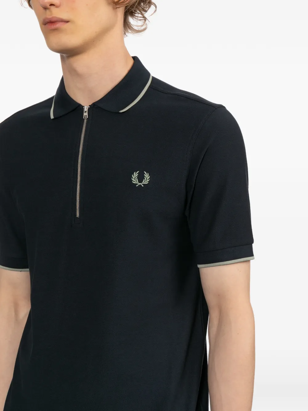 Fred Perry Crêpe piqué poloshirt Blauw