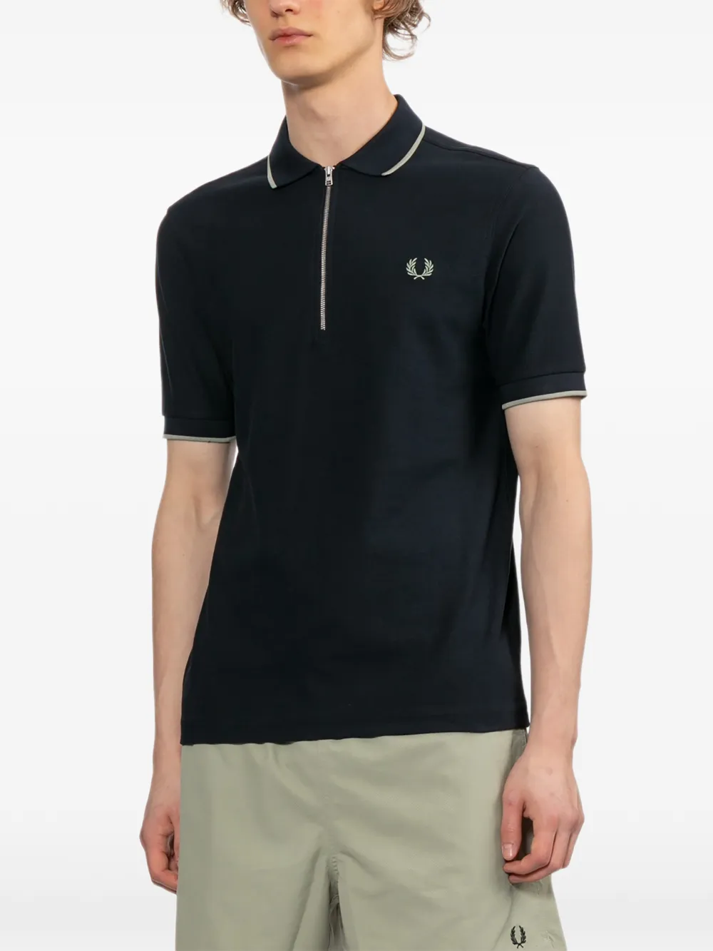 Fred Perry Crêpe piqué poloshirt Blauw