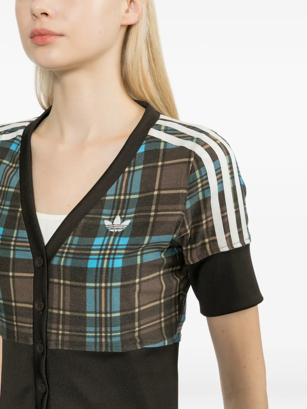 adidas T-shirt met V-hals Bruin