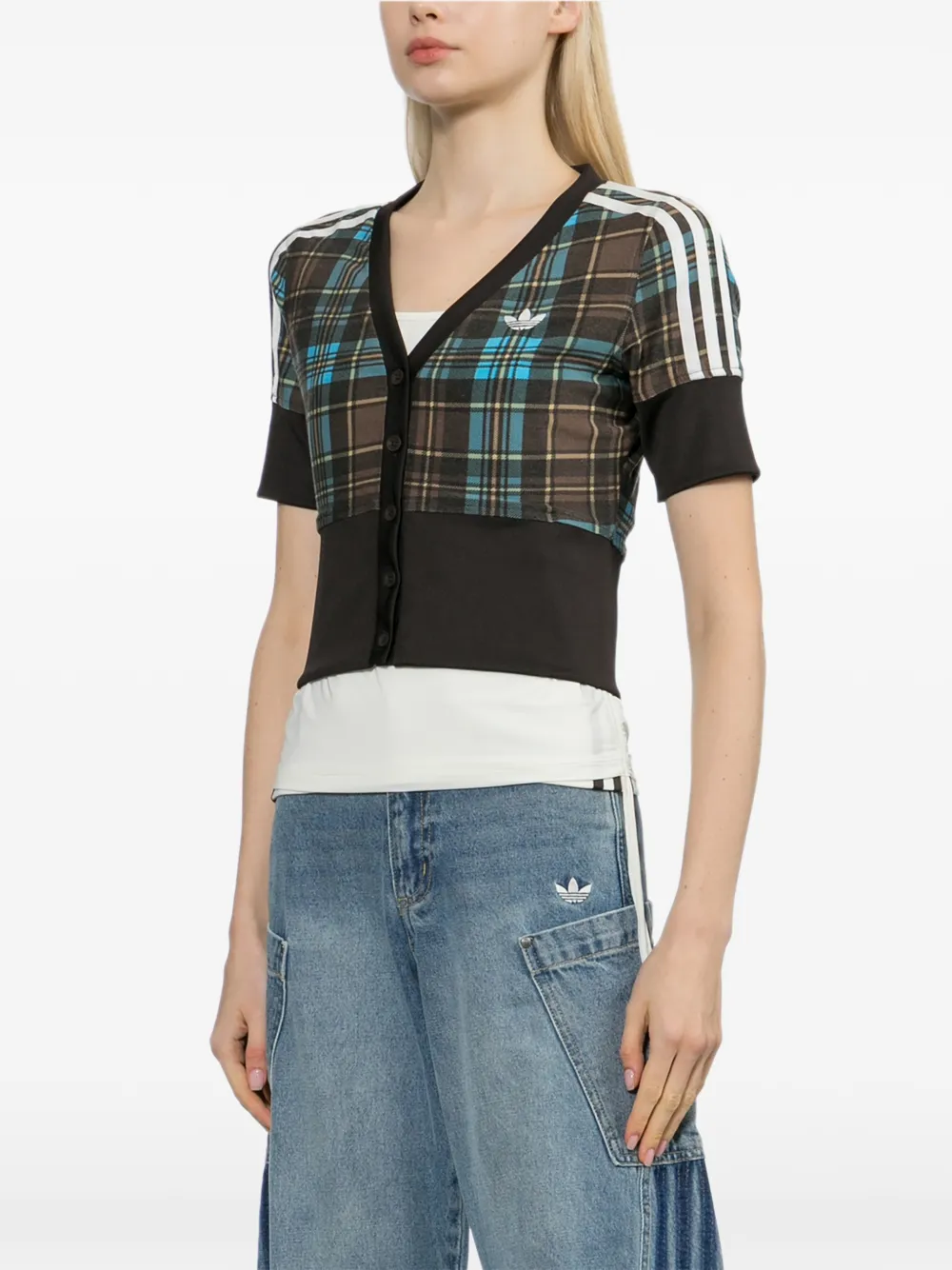 adidas T-shirt met V-hals Bruin