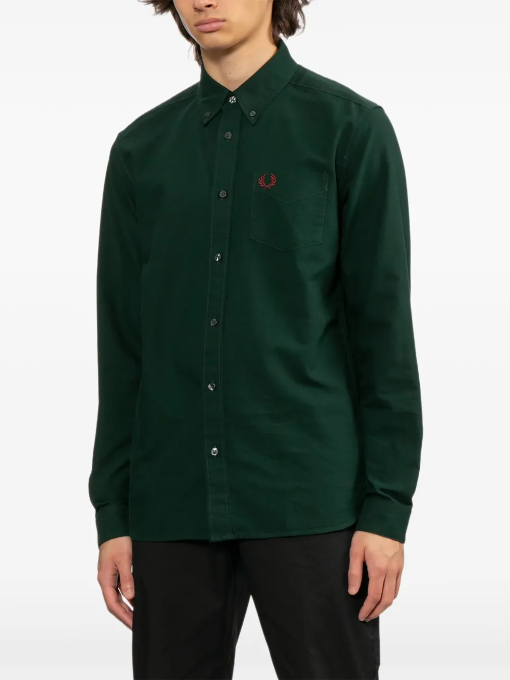  Fred Perry Logo-embroidered Shirt - Green 