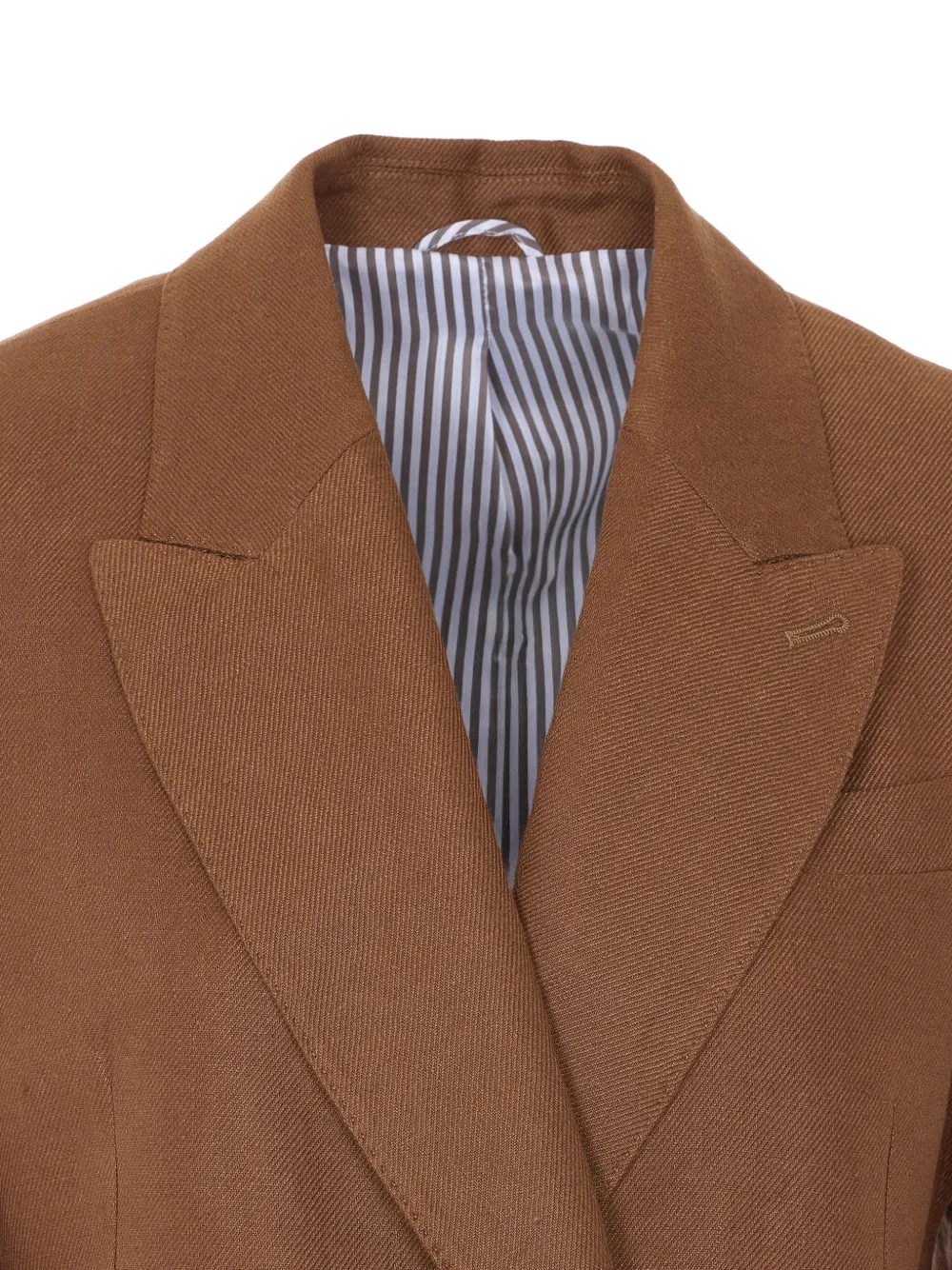 Brunello Cucinelli Jack met dubbele rij knopen en V-hals Bruin