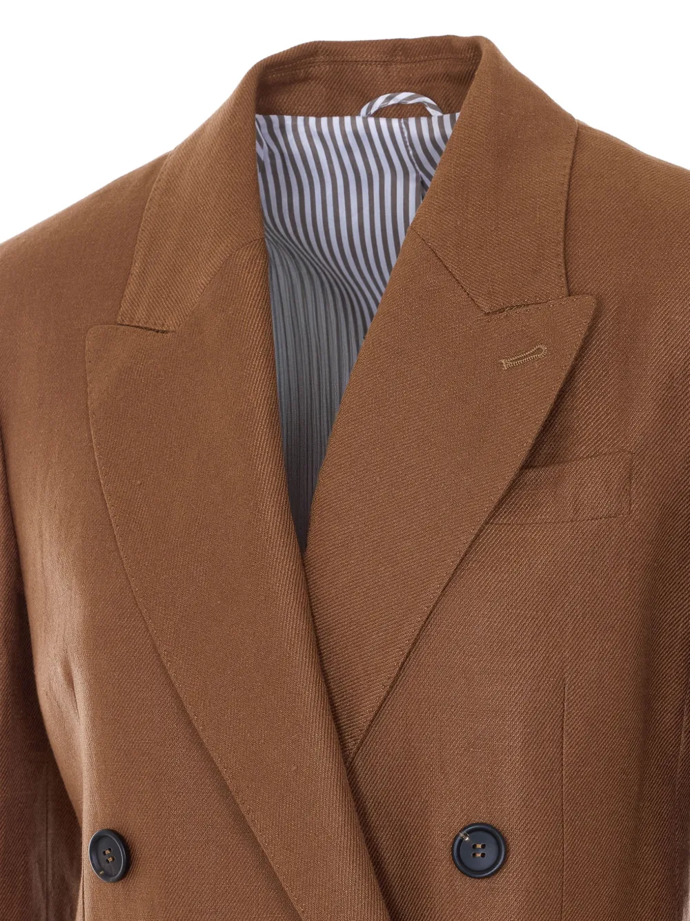 Brunello Cucinelli Jack met dubbele rij knopen en V-hals Bruin
