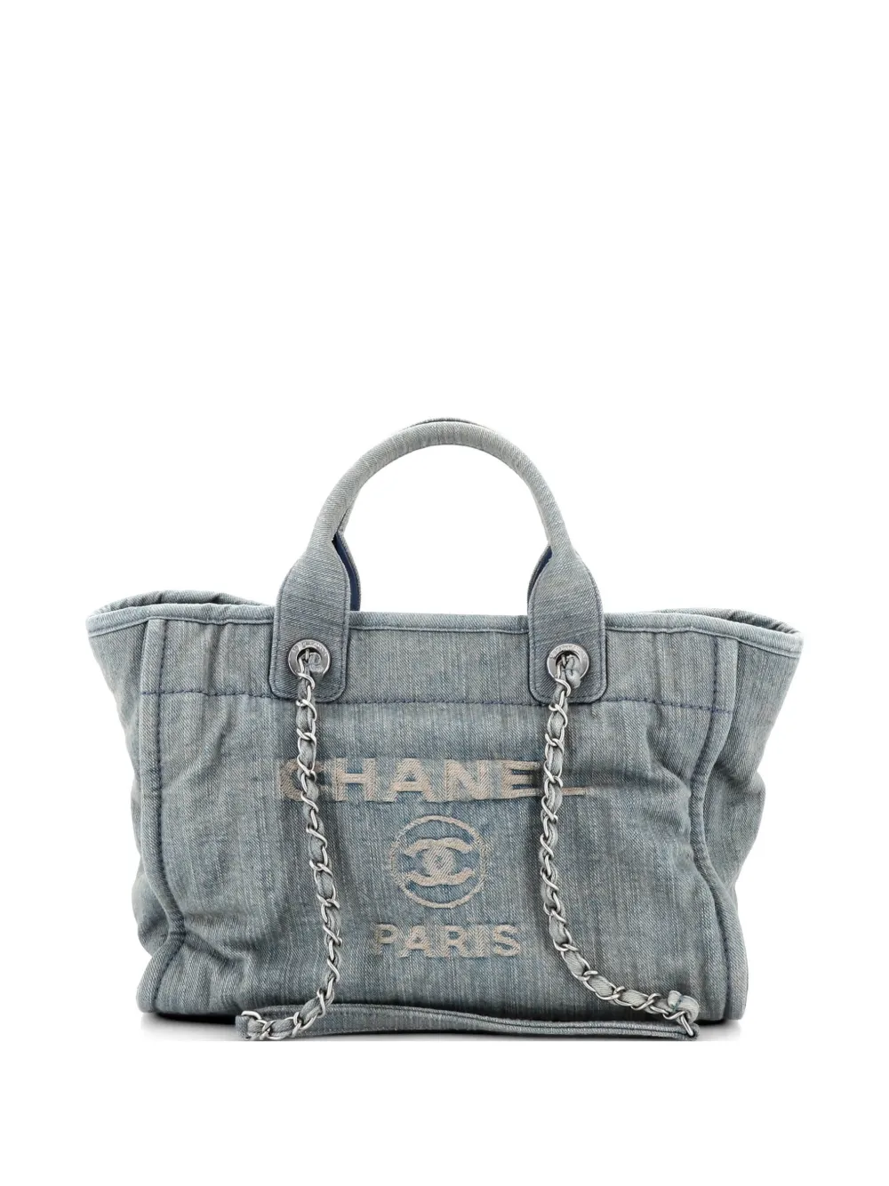 CHANEL Pre-Owned Borsa tote Deauville NM piccola in denim - Blu