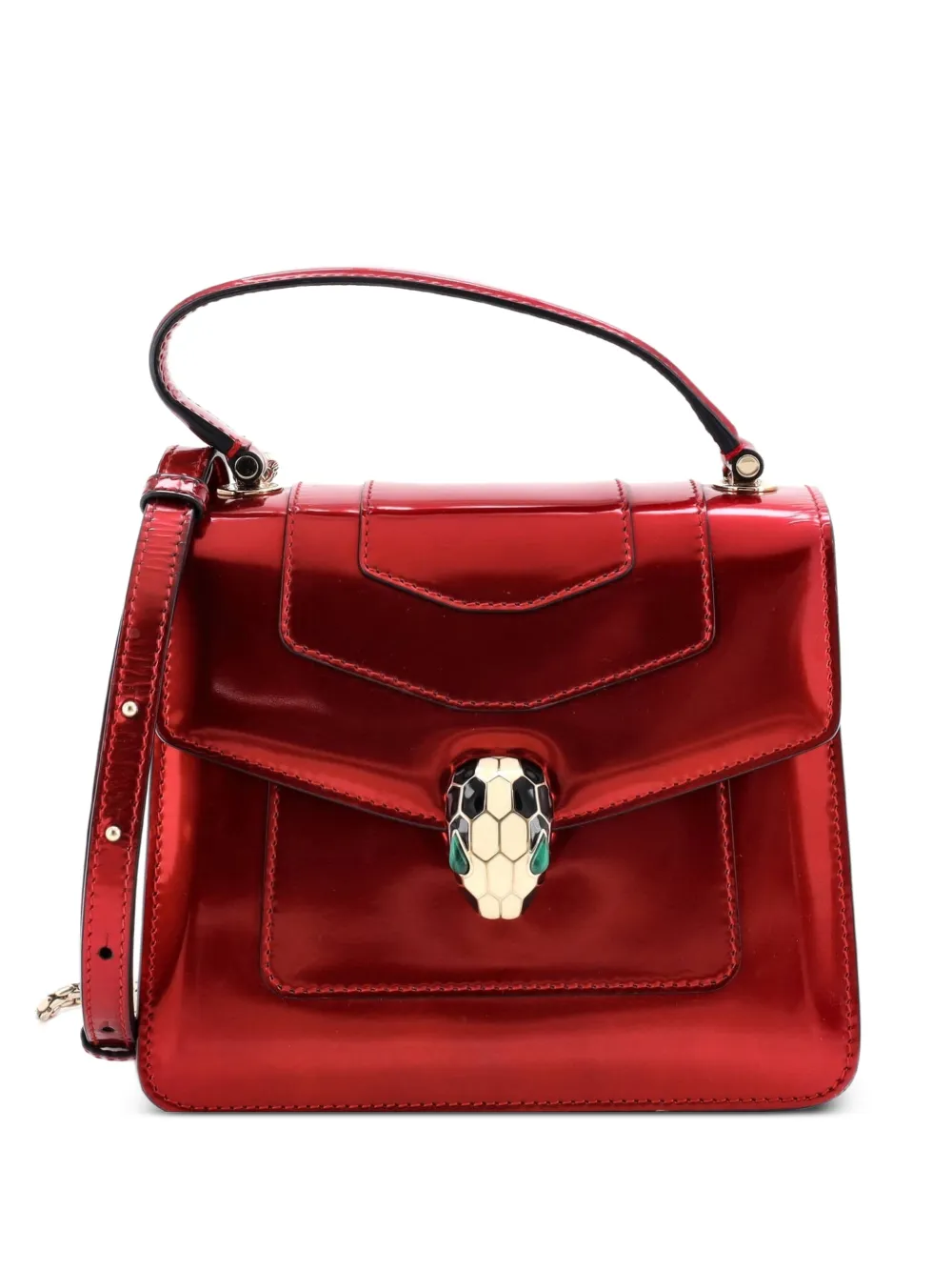 Bvlgari Pre-Owned Borsa a tracolla Serpenti piccola in pelle verniciata con manico - Rosso