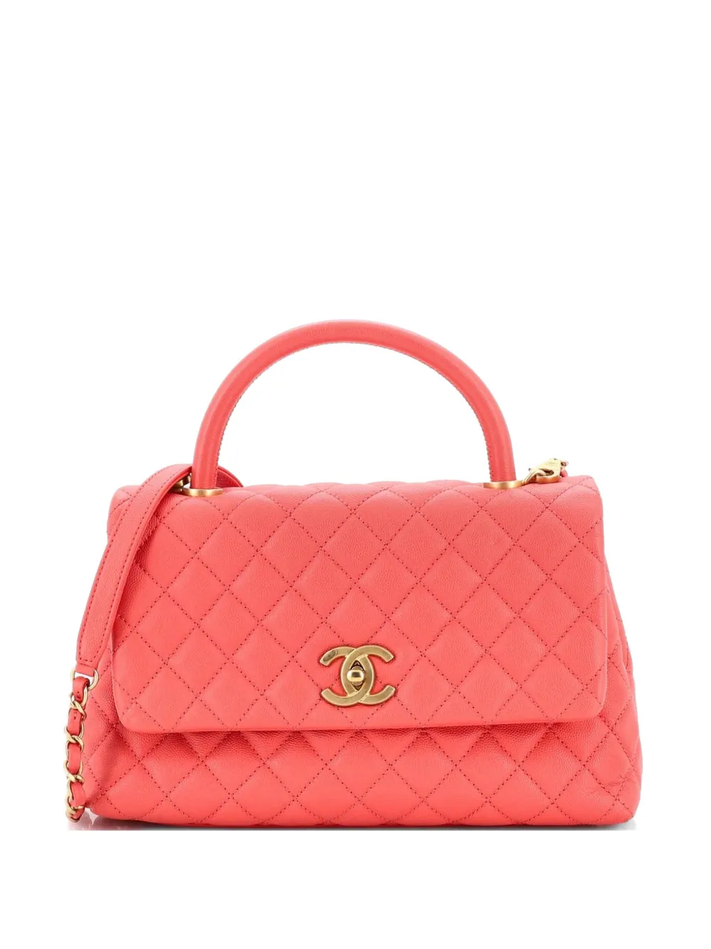 CHANEL Pre-Owned Coco Top Handle Bag Quilted Caviar Small crossbody bag - Rosa