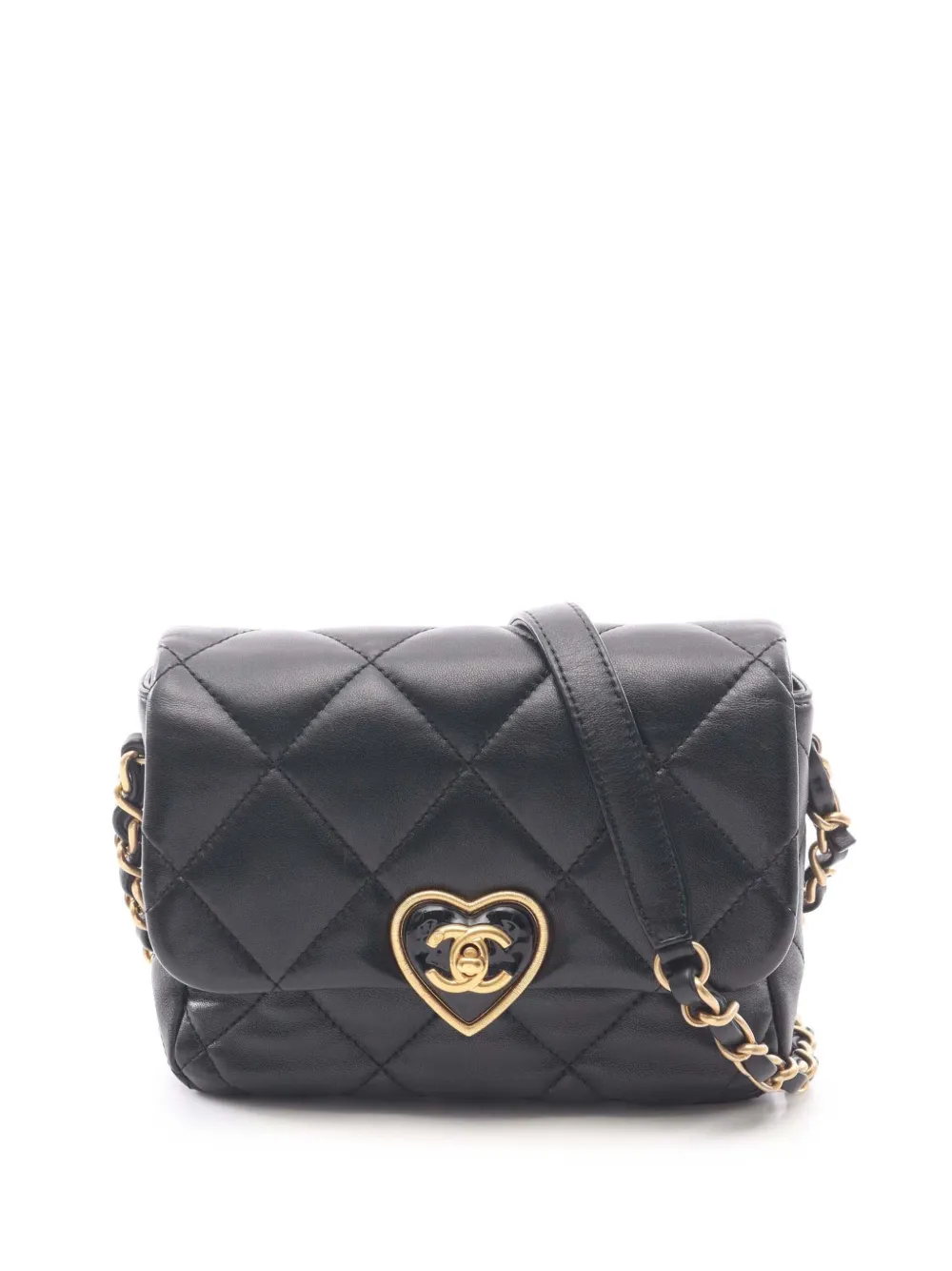 CHANEL Pre-Owned 2021-2026 Small Quilted Lambskin Coco Love Flap Bag crossbody bag - Nero