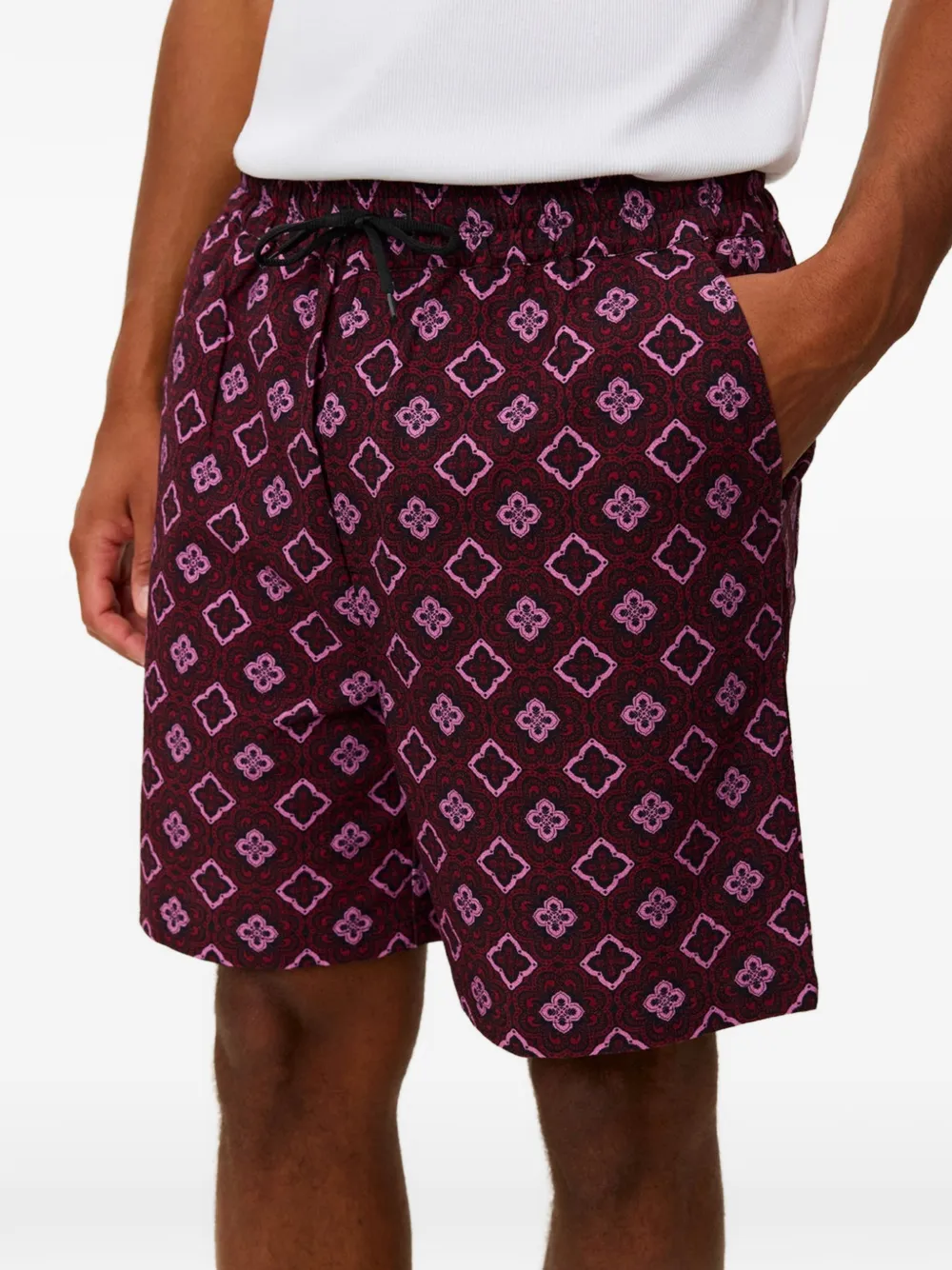  Les Deux Harry Arabesque Pattern Shorts - Red 