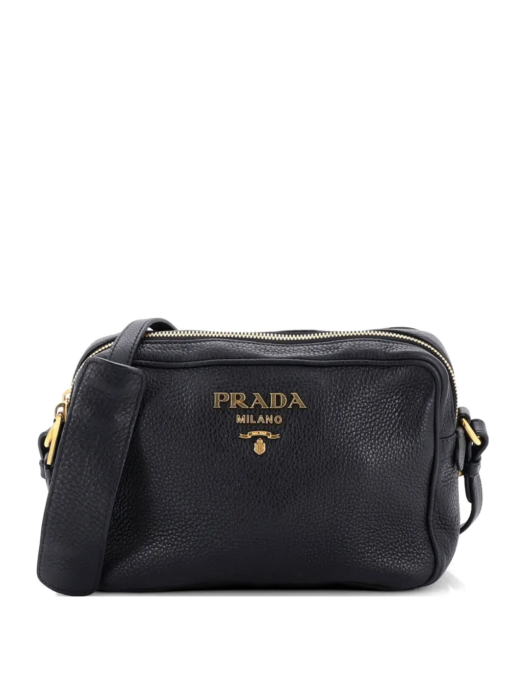 Prada Pre-Owned Double Zip Camera Bag Vitello Daino crossbody bag - Nero