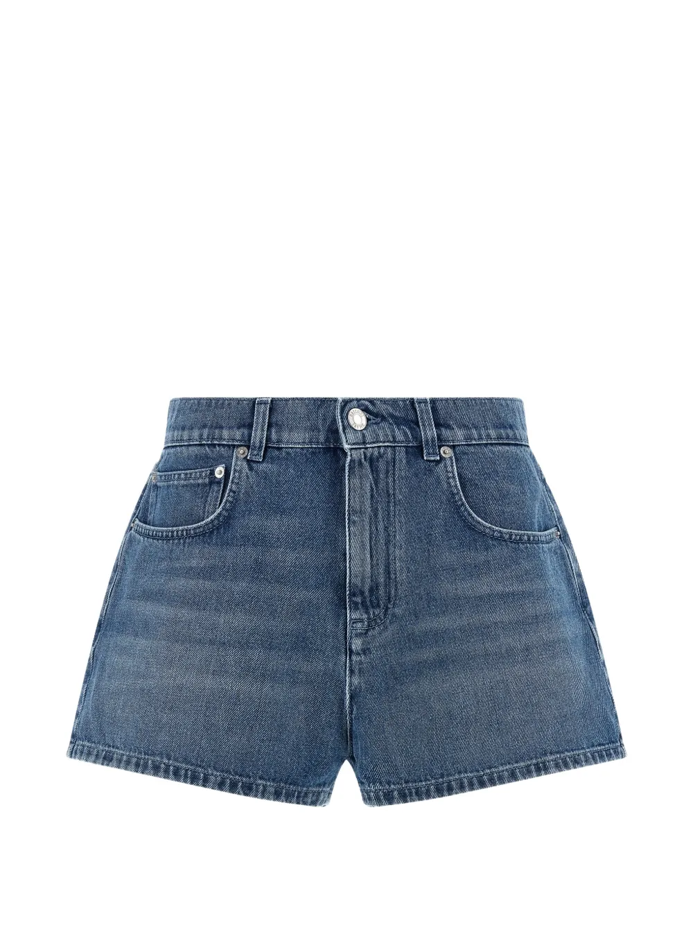 Moschino heart-embroidered denim shorts - Blau