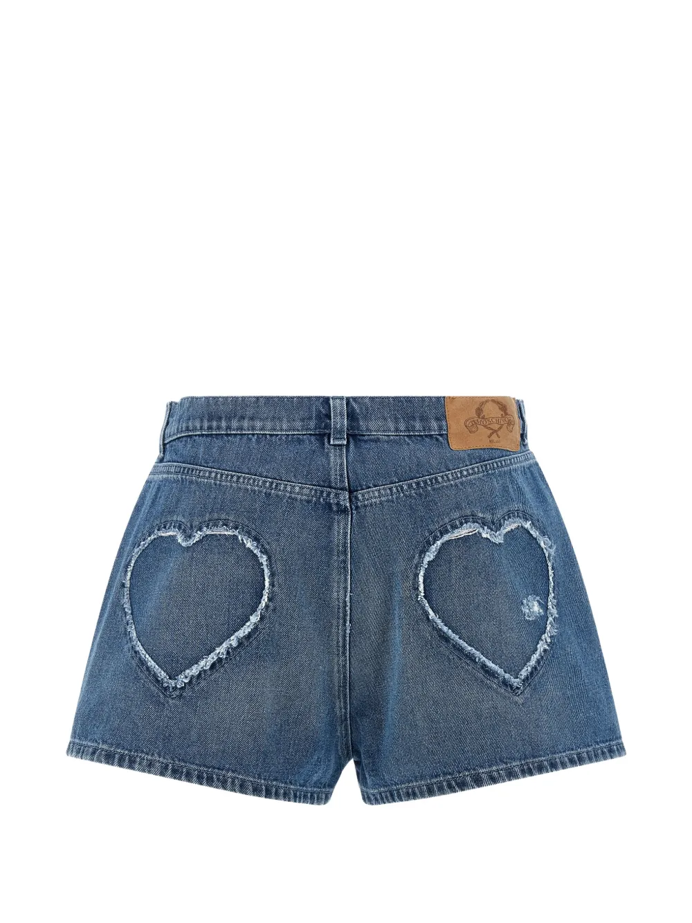  Moschino Heart-embroidered Denim Shorts - Blue 