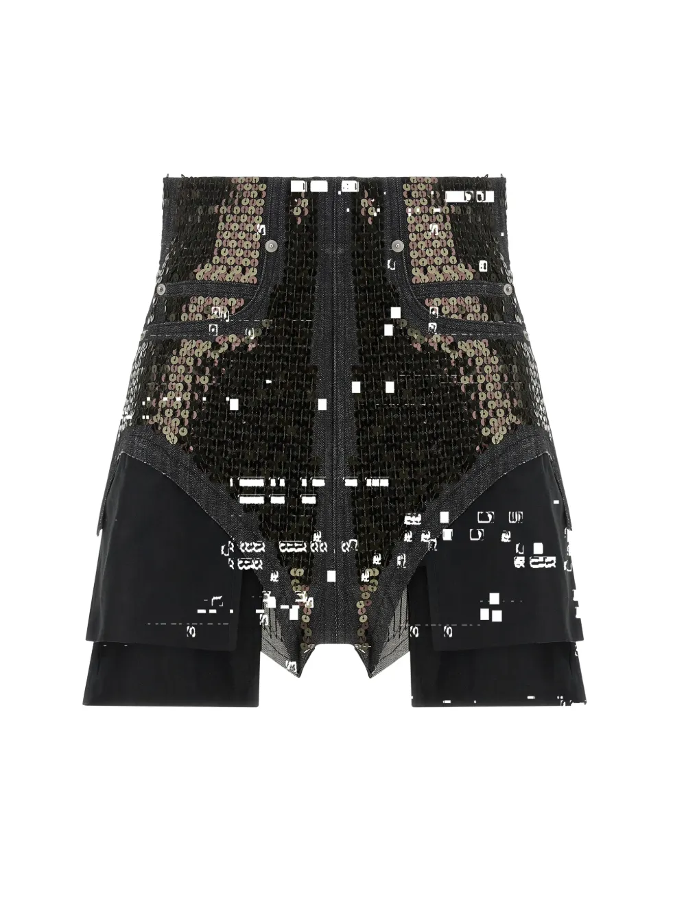Rick Owens sequin-embellished denim shorts - Nero