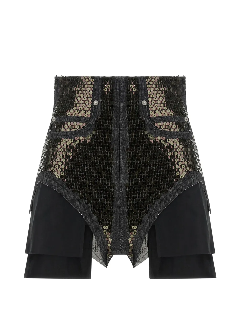 Rick Owens sequin-embellished denim shorts - Nero