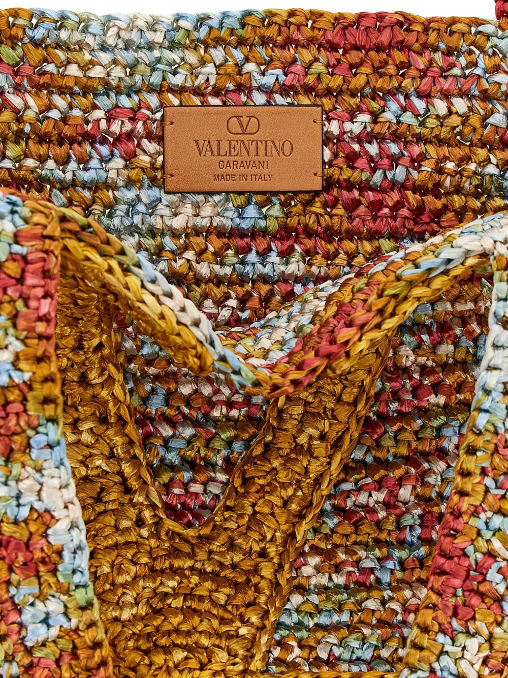 Valentino Garavani Viva Superstar grote raffia shopper Geel