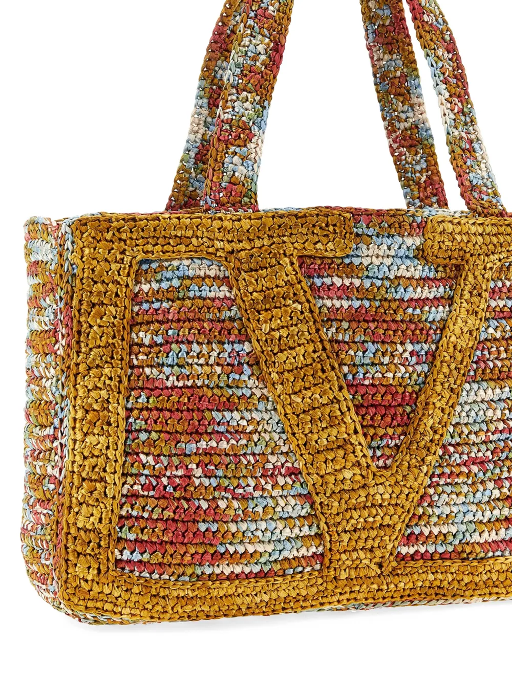 Valentino Garavani Viva Superstar grote raffia shopper Geel