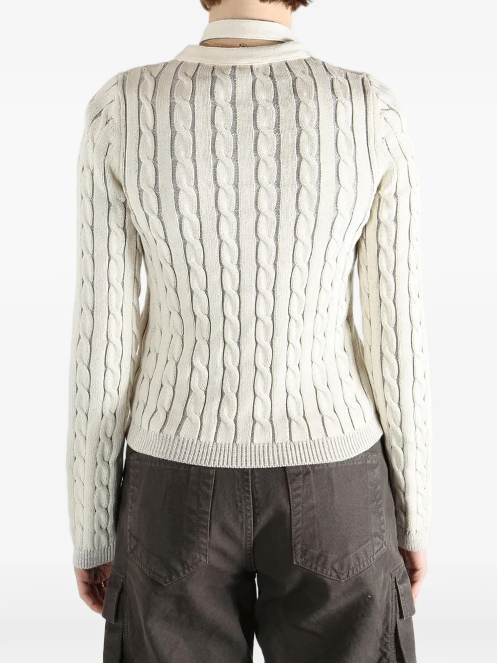 Diesel Kabelgebreid vest met rits Beige