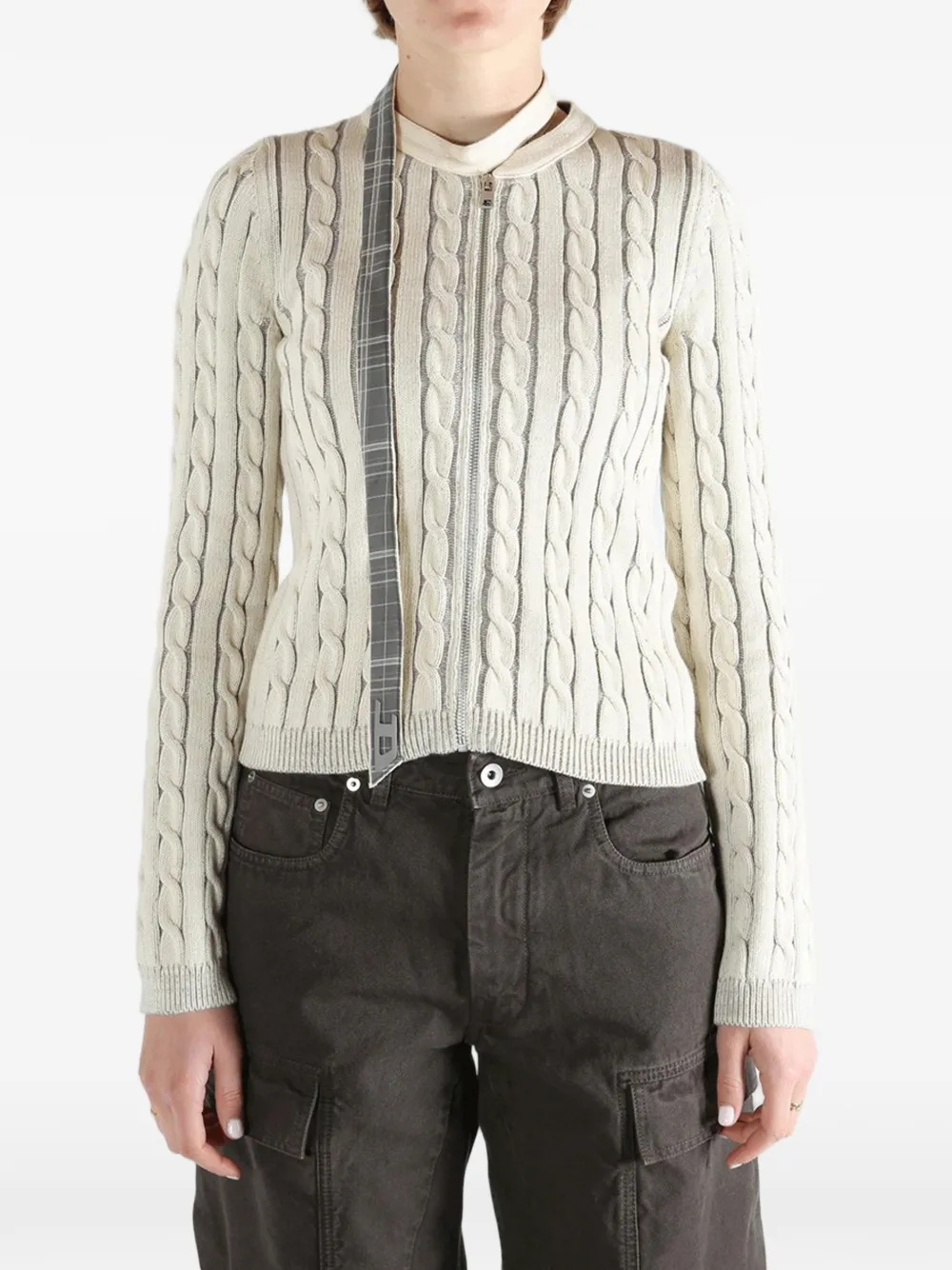  Diesel Cable-knit Zip Cardigan - Neutrals 