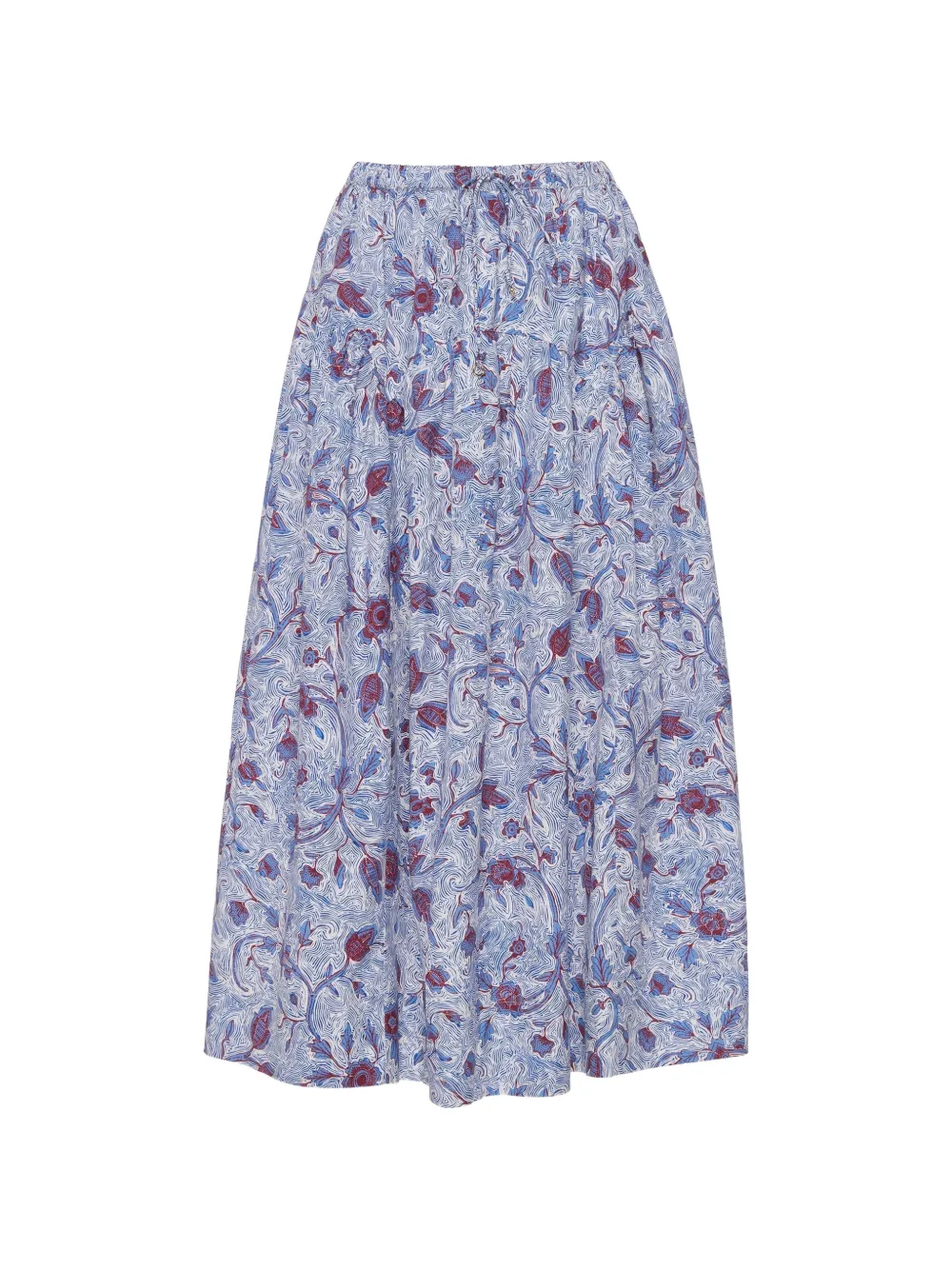 Ulla Johnson Rosen Midi floral-print drawstring skirt - Bianco