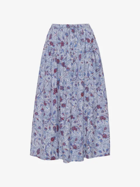 Ulla Johnson Rosen Midi floral-print drawstring skirt