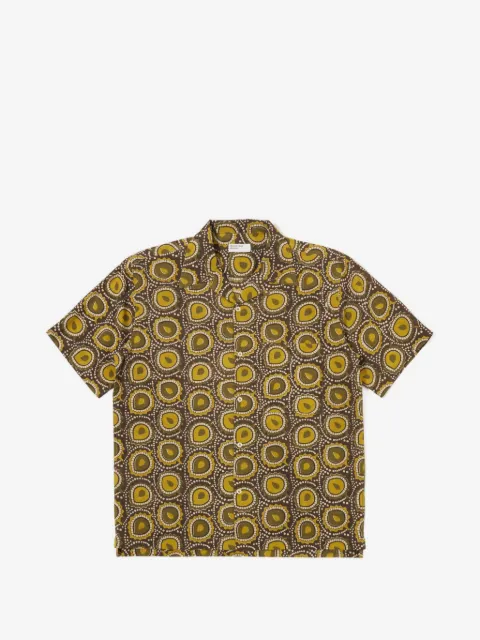 Universal Works Camp olive-print short-sleeve shirt