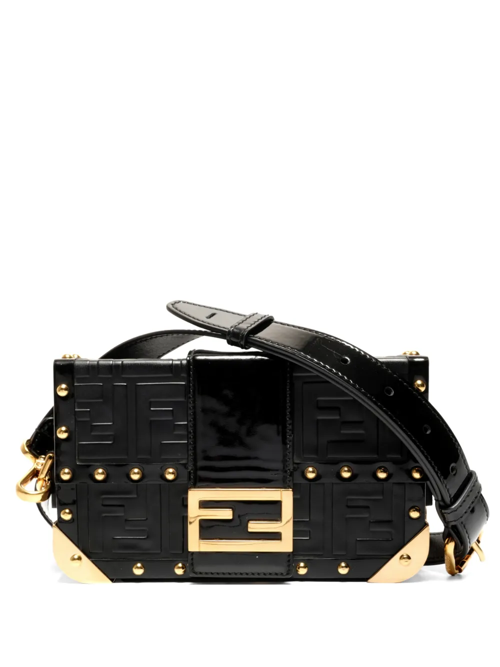 Fendi Pre-Owned 2015-2025 Baguette Trunk zucca-pattern shoulder bag - Black
