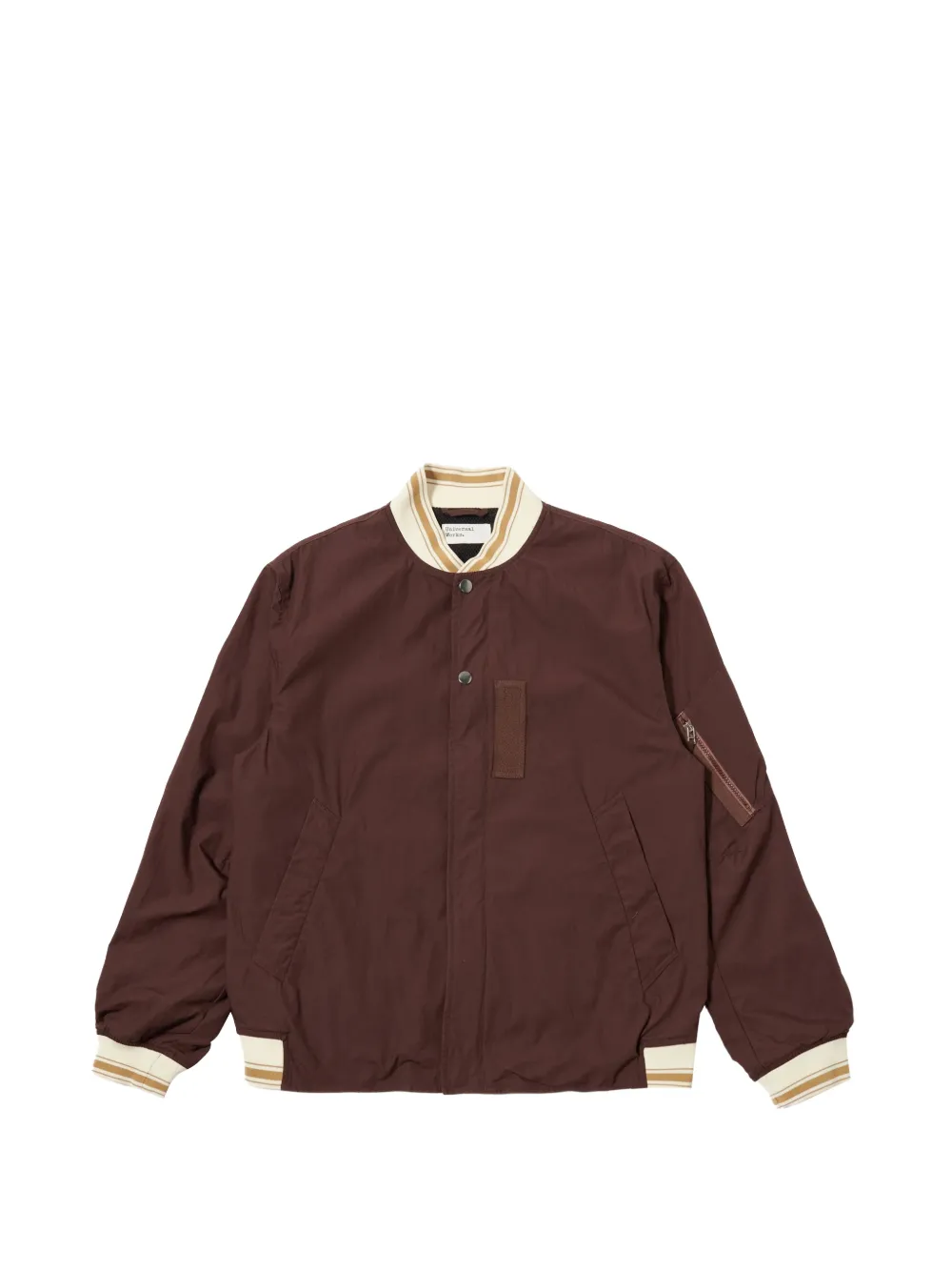 Universal Works NS striped-trim bomber jacket - Marrone