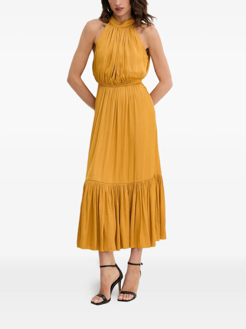 Morgan halterneck tiered midi dress - Giallo