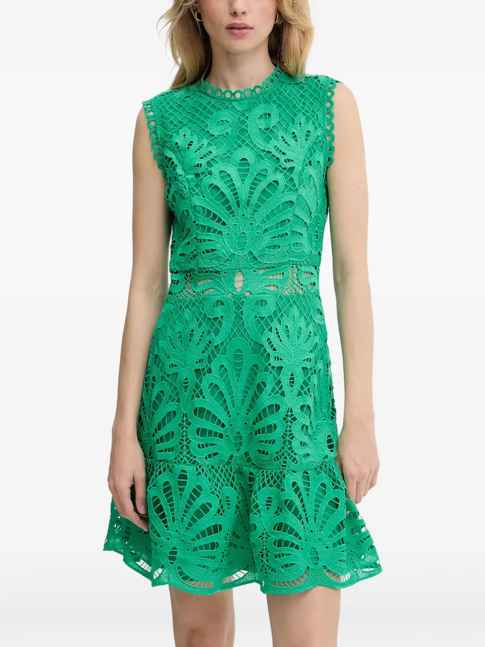 Morgan lace-detailing mini dress - Verde