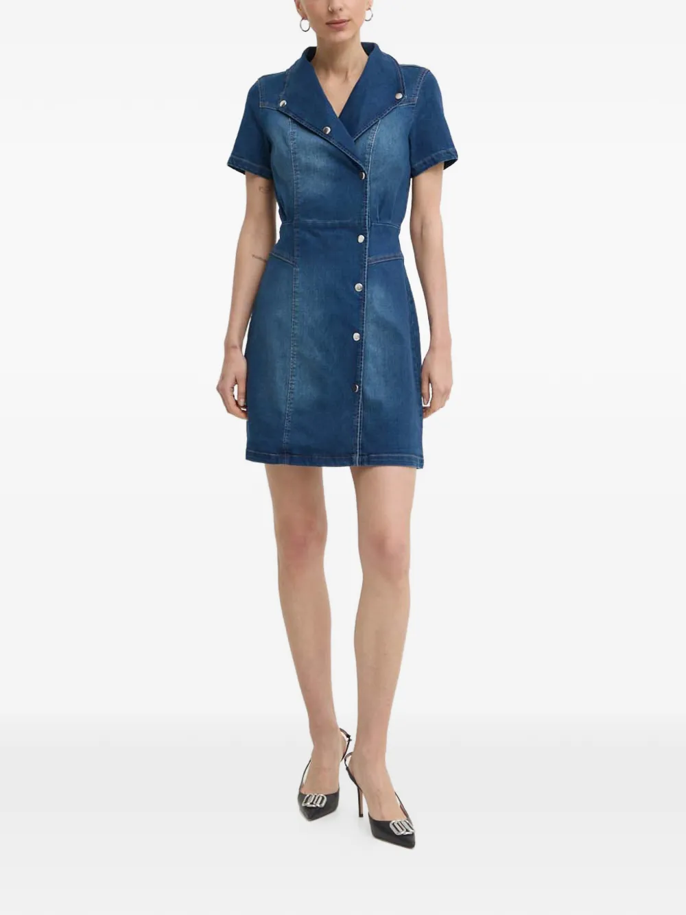 Button-Fastening Mini Dress