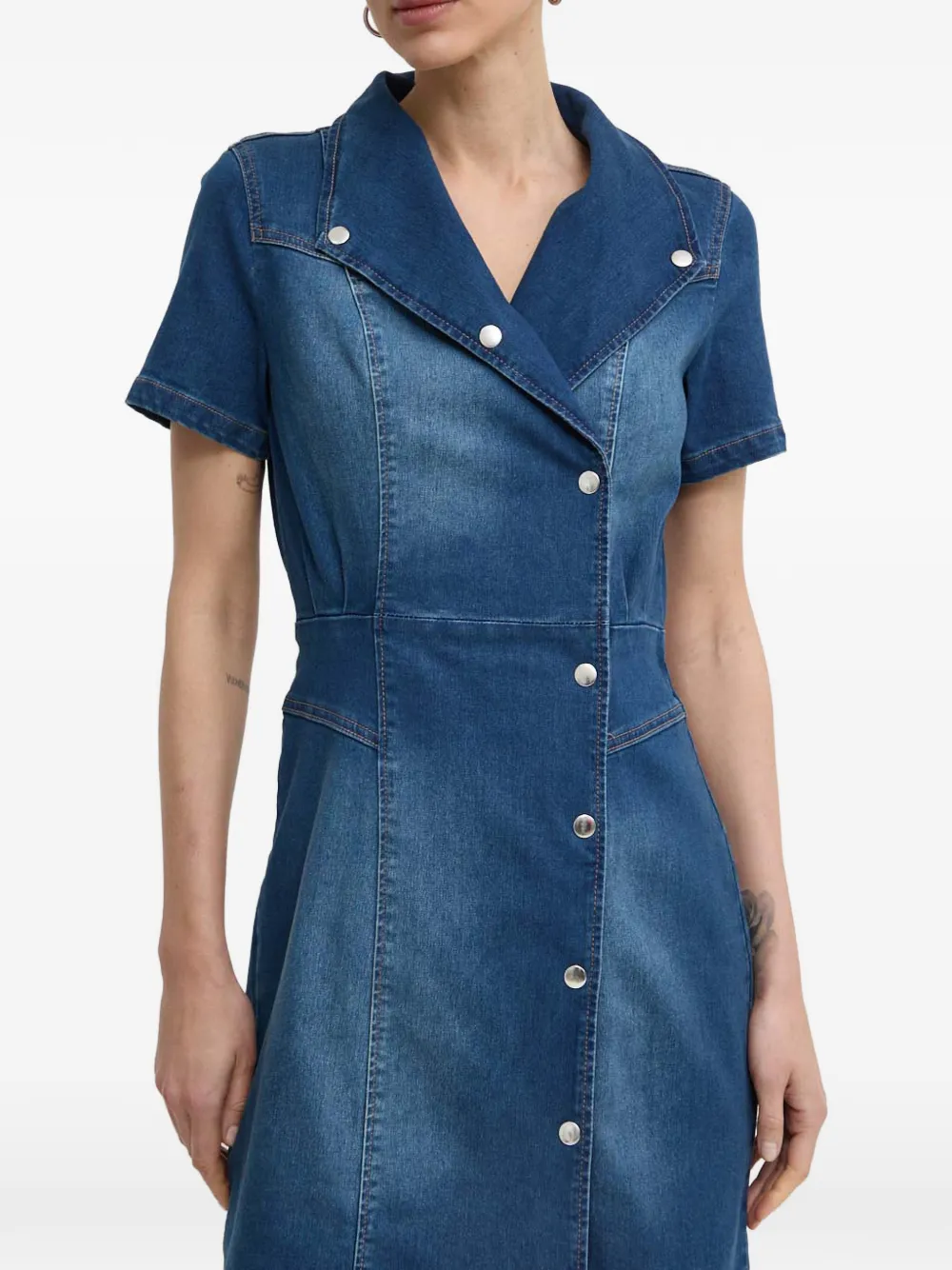 Button-Fastening Mini Dress