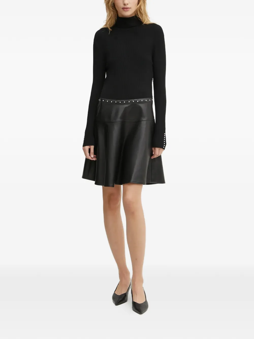  Morgan Pearl-button Mini Dress - Black 