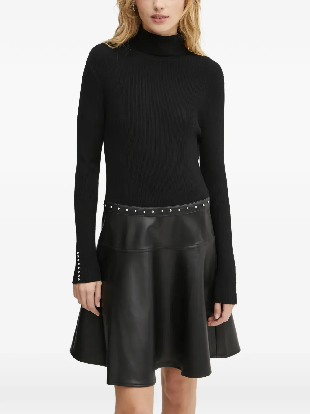 Morgan pearl-button mini dress - Nero