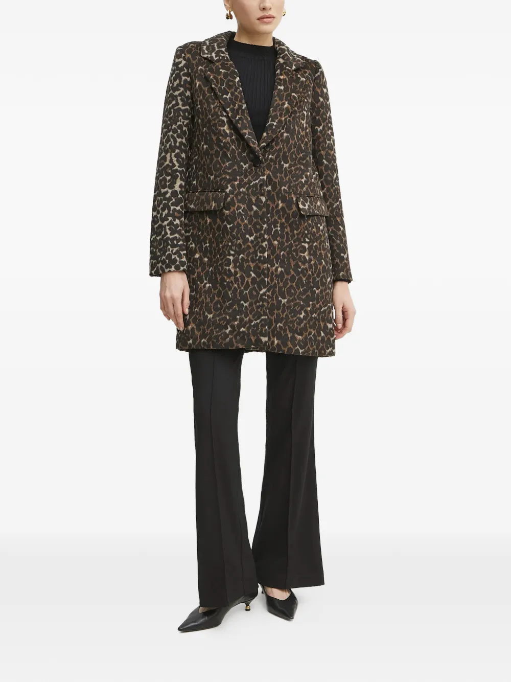  Morgan Leopard-print Coat - Black 