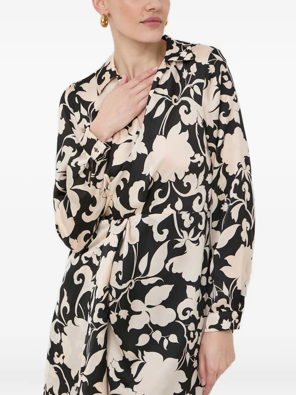 Morgan Mini-jurk met V-hals en bloemenprint Zwart
