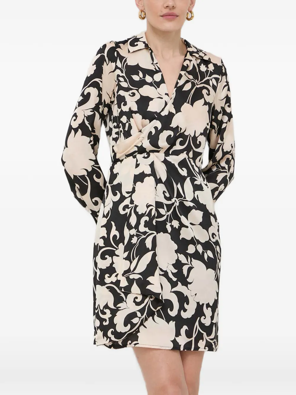 Morgan floral V-neck mini dress - Nero