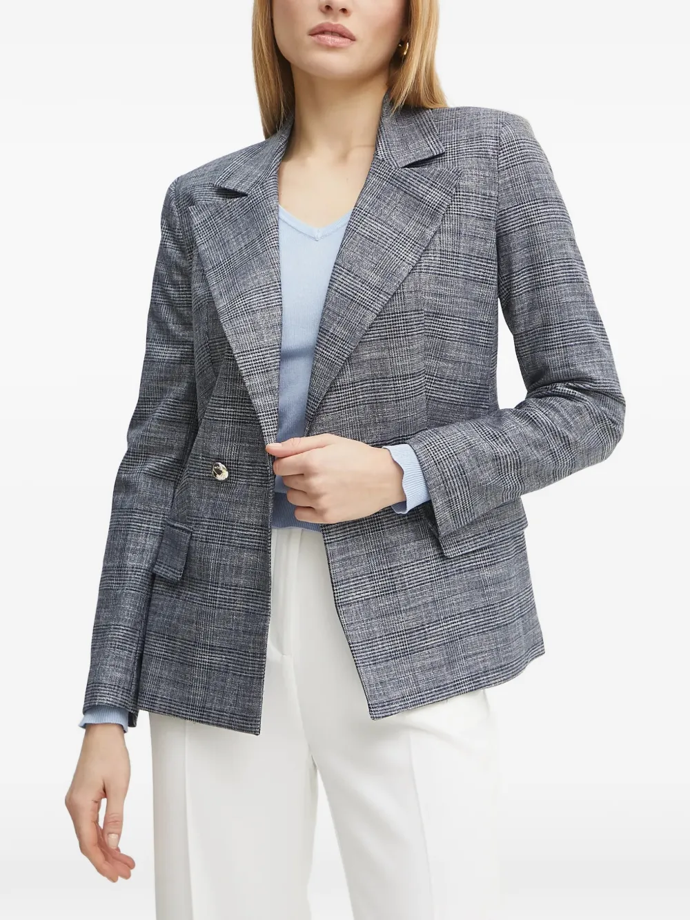Morgan Geruite blazer Blauw