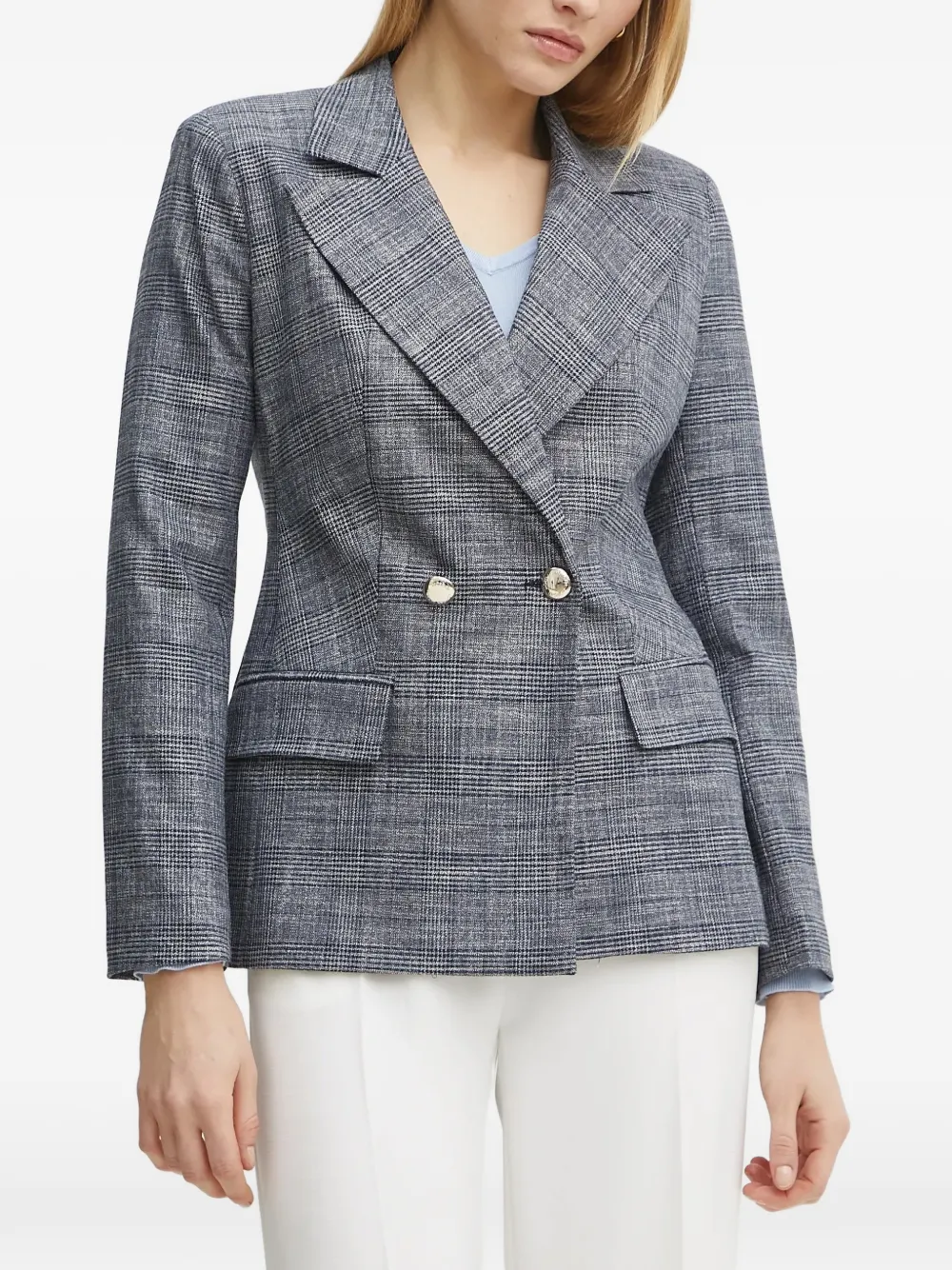 Morgan Blazer doppiopetto a quadri - Blu