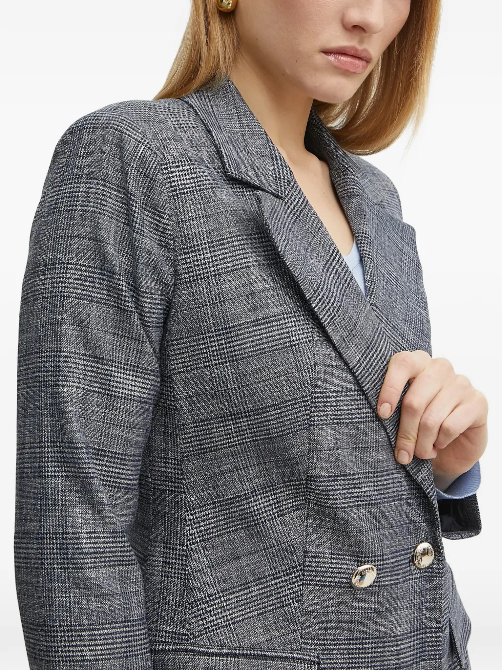 Morgan Geruite blazer Blauw