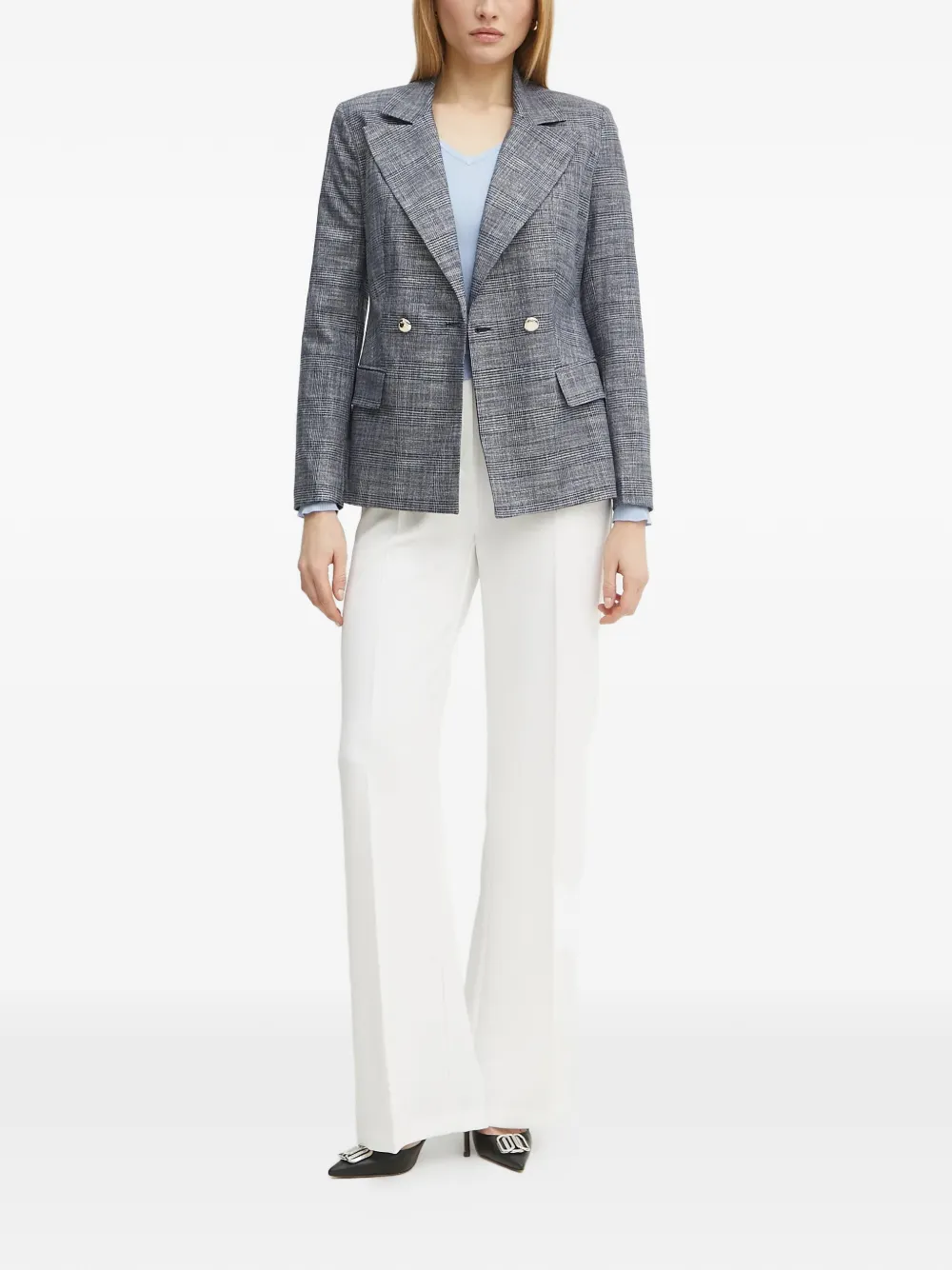 Morgan Geruite blazer Blauw