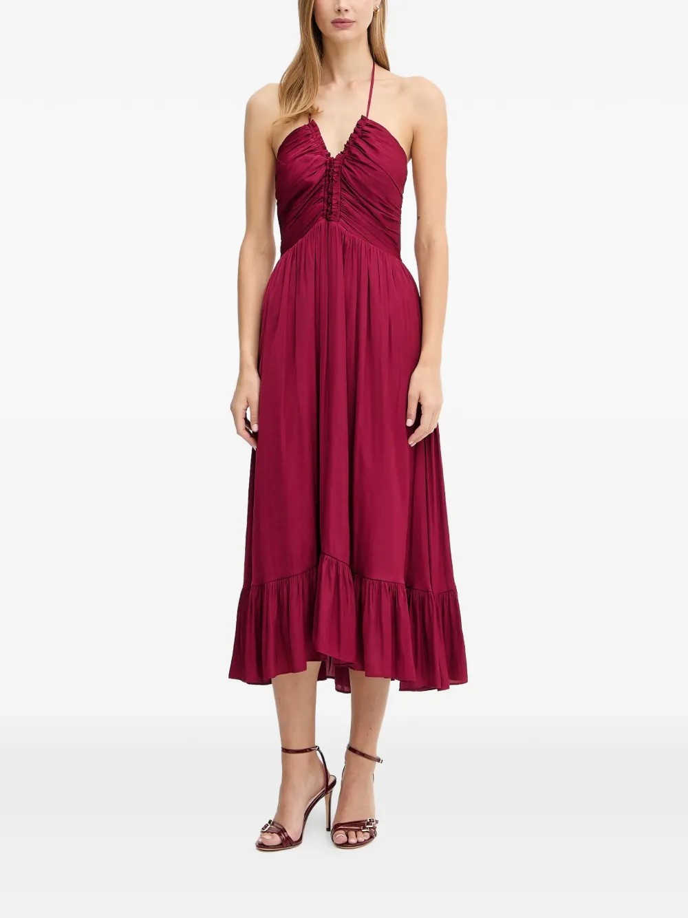 Morgan ruffled-effect midi dress - Rosso