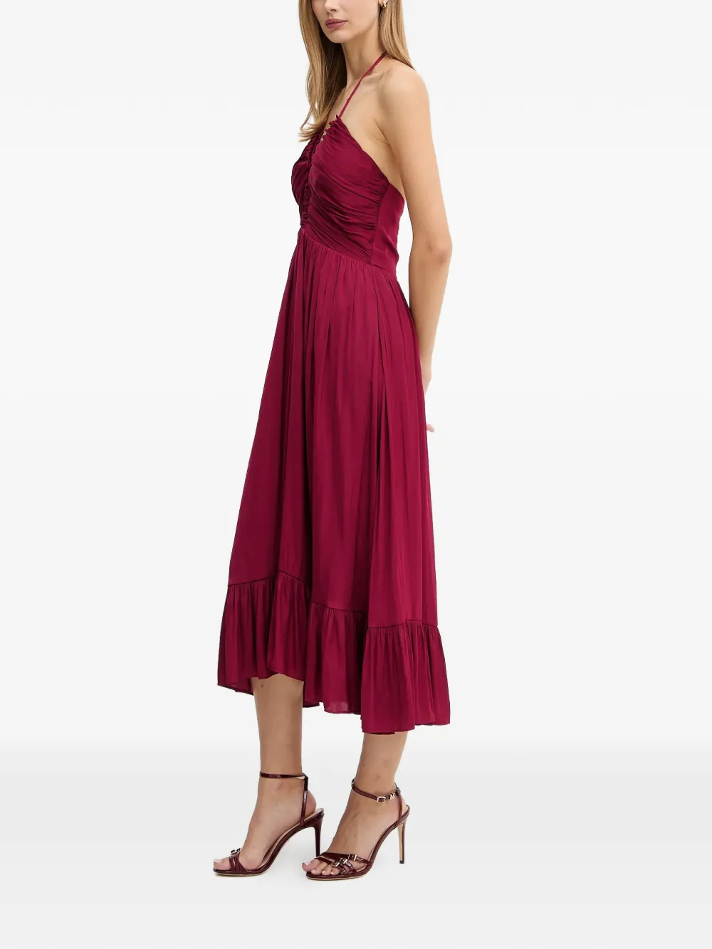  Morgan Ruffled-effect Midi Dress - Red 